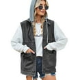 thumbnail image 1 of XBASW Women's Hooded Denim Vest Summer Jean Waistcoat Summer Loose Sleeveless Jacket S-XL, 1 of 6
