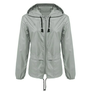 XBASW Women's Hooded Rain Jacket Wind & Waterproof Light Coats Spring Fall Zipper Raincoat for Womens