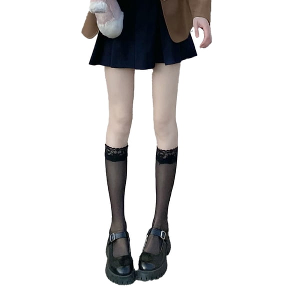 XBASW Women's Knee High Stockings Lace Lace Socks Calf Stockings for Spring Summer