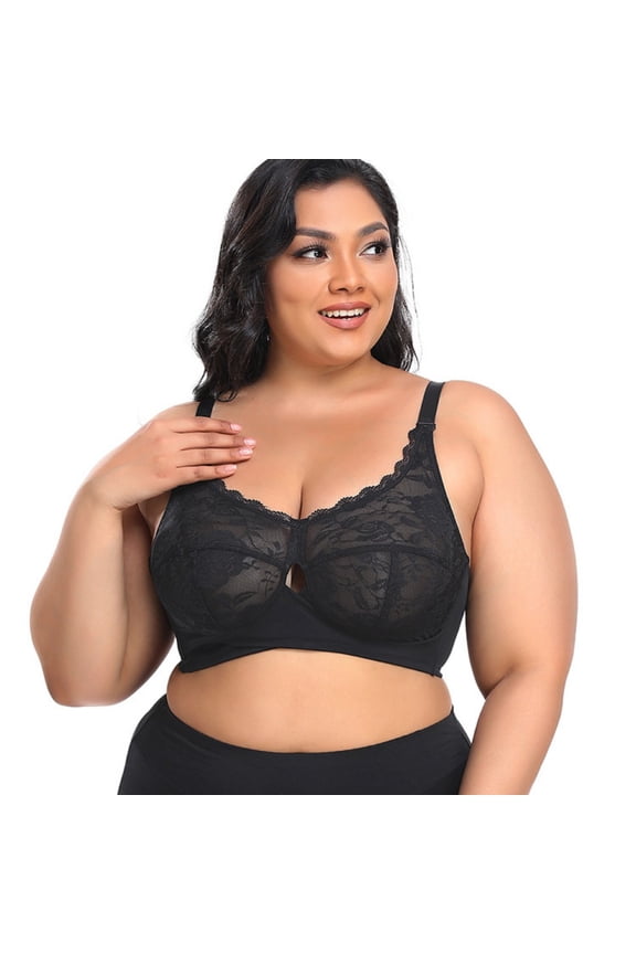 Women's Plus Size Underwear Bras Soft Lace Bra Full Coverage Wirefree Breast 38D-42E