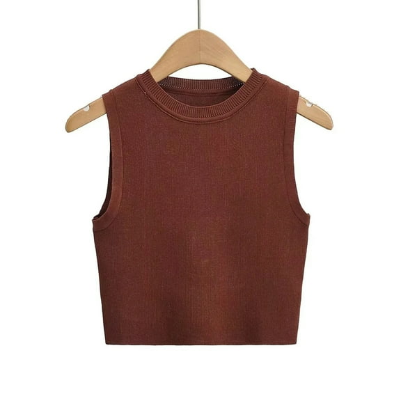 XBASW Women's Summer Tank Tops Sleeveless Knit Shirts Stretch Ribbed Camisole Solid Color Tops S-L