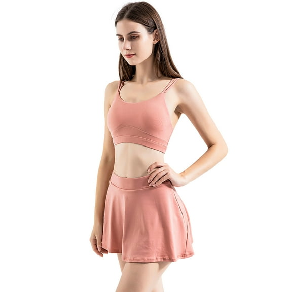 XBASW Women's Tennis Skirt Sets Spaghetti Strap Sports Bra   High Waist Skirts with Shorts Workout Outfits S-XL