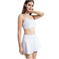 XBASW Women's Tennis Skirt Sets Spaghetti Strap Sports Bra   High Waist Skirts with Shorts Workout Outfits S-XL