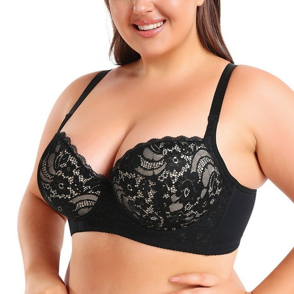 XBASW Women's Underwear Bras with Steel Ring Plus Size Lace Bralette Comfort Underwire 34B-48E