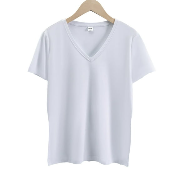 XBASW Women’s V Neck T Shirts Summer Short Sleeve Tops Cotton Loose Tees for Women’s S-3XL