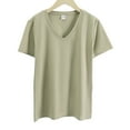 thumbnail image 1 of XBASW Women’s V Neck T Shirts Summer Short Sleeve Tops Cotton Loose Tees for Women’s S-3XL, 1 of 12