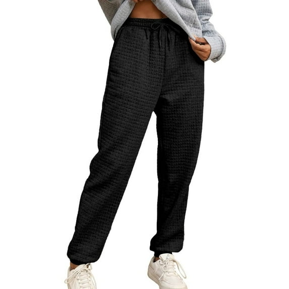 XBASW Women's Waffle Sweatpants for Spring Fall Jogger Sports Pants Loose Straight Trousers for Womens S -XXL