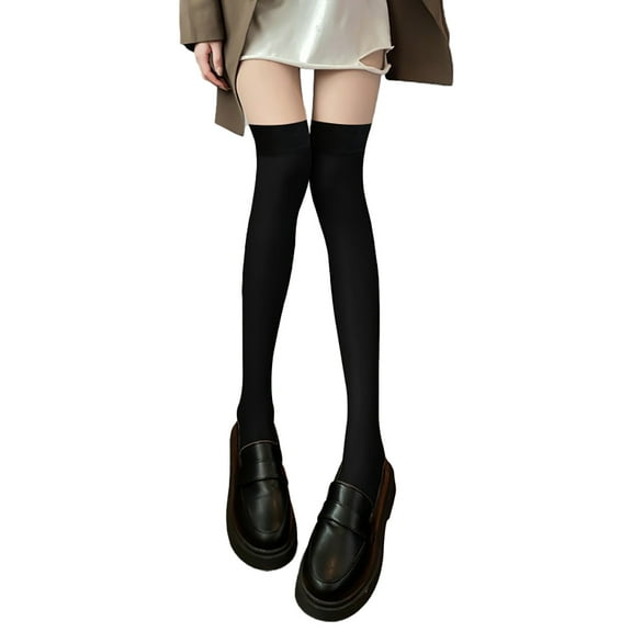 XBASW Womens Control Top Pantyhose with Run Resistant Light Sheer Tights for Women's False Two-Piece Spliced Black Stockings