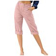 thumbnail image 1 of XBASW Womens Cotton Linen Capri Pants Solid Color Seven-Minute Pants Summer the Knee Trousers for Womens S-3XL, 1 of 12
