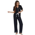thumbnail image 1 of XBASW Womens Pajamas Set Button down Sleepwear Short Sleeve Nightwear with Long Pants Spring Cotton PJS Outfit S-XL, 1 of 11