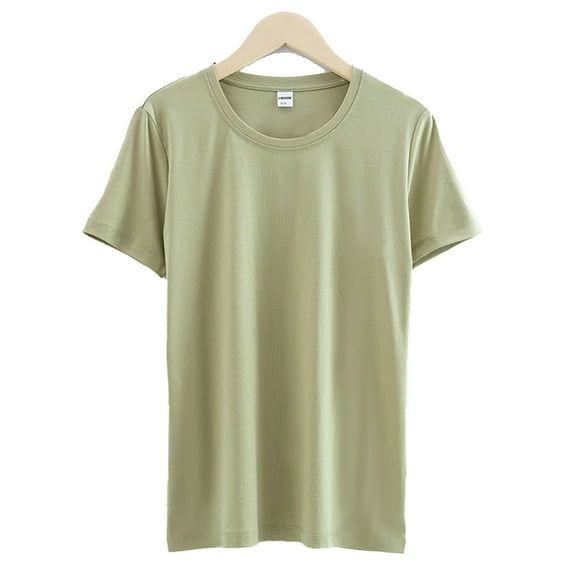XBASW Womens T Shirt Summer Cotton Tops Short Sleeve Tees Solid Color Casual Undershirts for Womens S-3XL