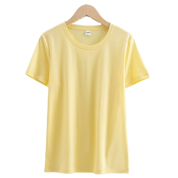 XBASW Womens T Shirt Summer Cotton Tops Short Sleeve Tees Solid Color Casual Undershirts for Womens S-3XL