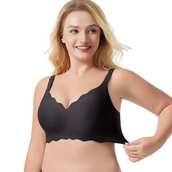 XBASW Womens Wireless T Shirt Bra Non-marking Underwear Plus Size Full Coverage Bras for Women S -3XL