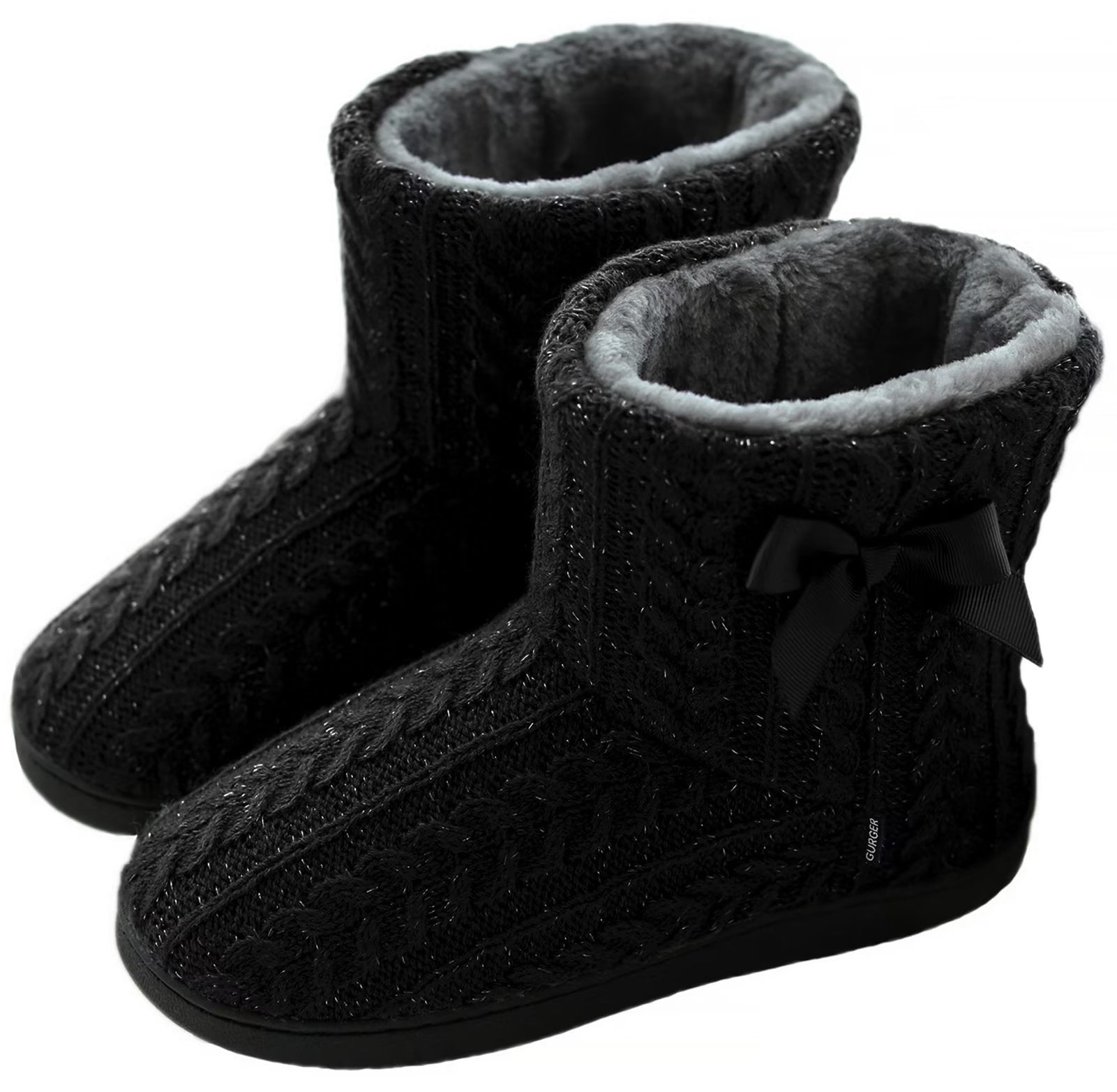 XBMego Slipper Boots Women Winter Knit Booties Slippers Ladies Plush