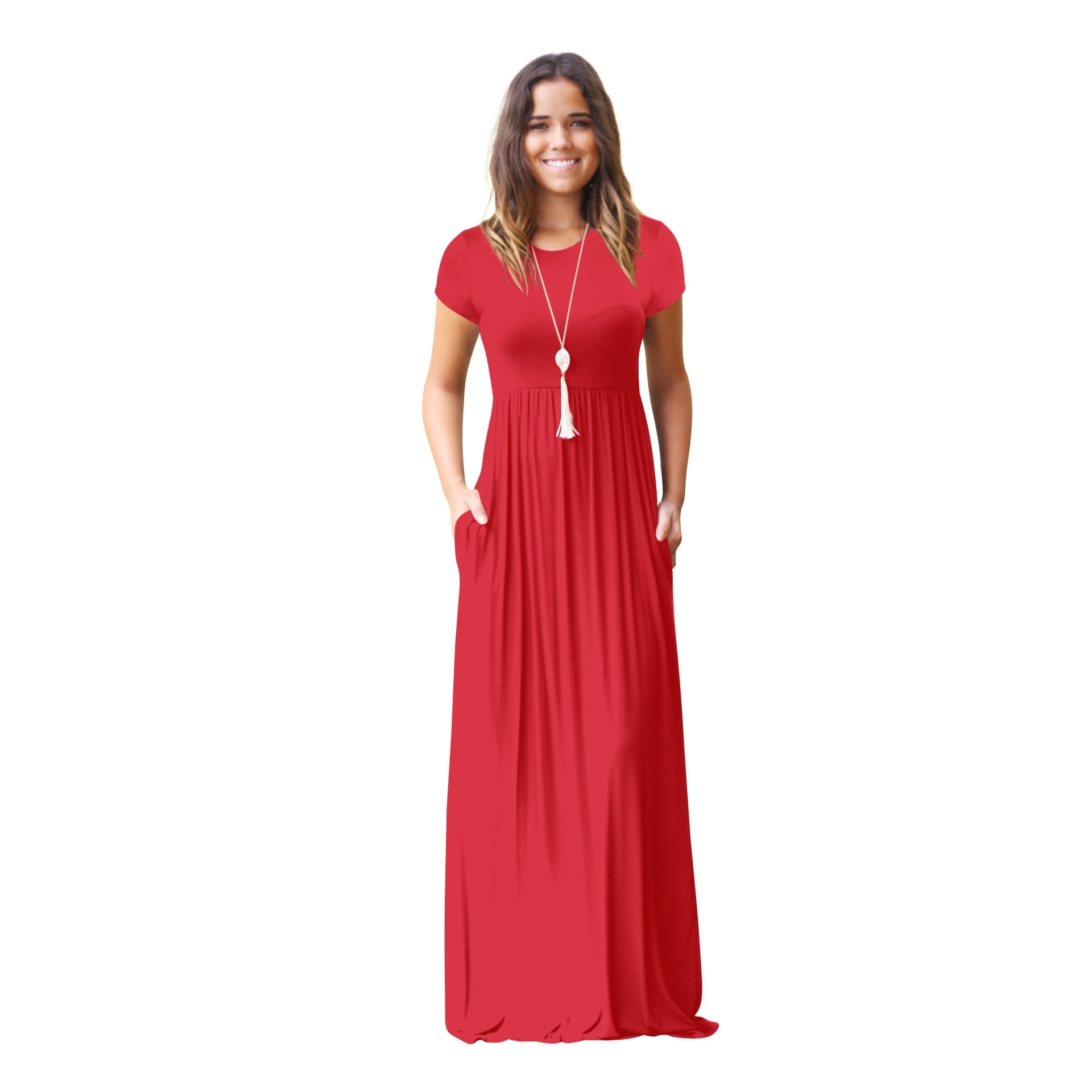 XBMego Spring summer dresses for women 2024 maxi dress short sleeve
