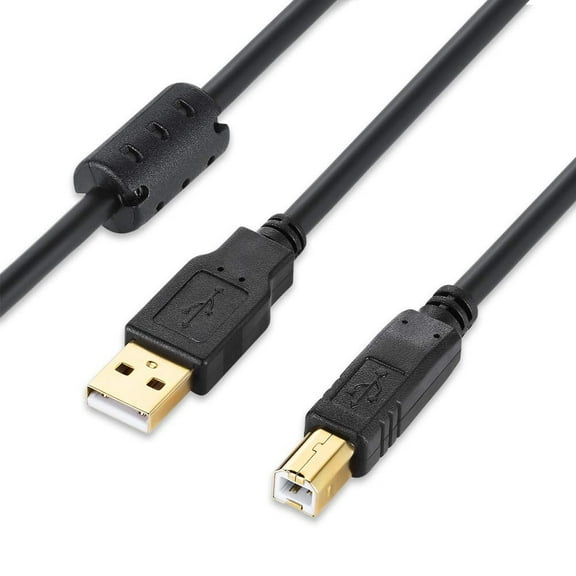 XBOHJOE USB Printer Cable 12FT – USB 2.0 Type A to Type B High-Speed Scanner Cord for HP, Canon, Brother, Epson, Dell, Lexmark & More – Heavy-Duty, Plug & Play, Black