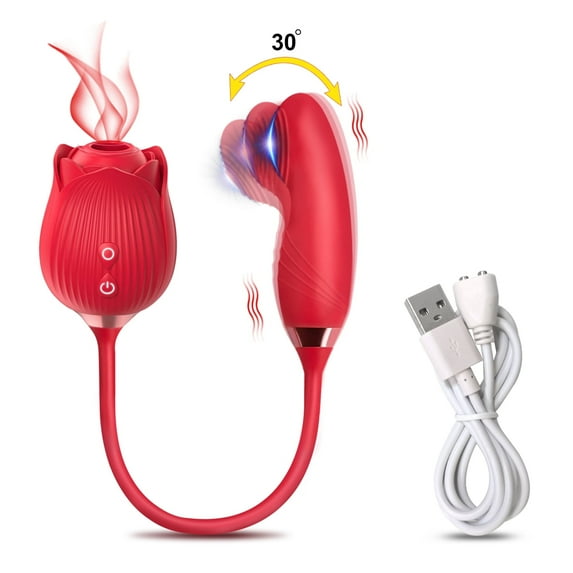 XBONP Rose Vibrator Sucking Vibrator 10 Speed Vibrating Rose Toy G-Spot Massager Sex Toys Red