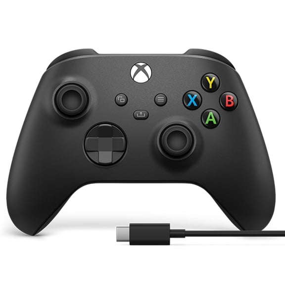 XBOX Wireless Gaming Controller + USB-C Cable | Carbon Black | Console, PC, & Android | Textured Grip | Wireless, Bluetooth, USB-C Connectivity