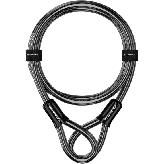 XBQUSVI Bike Lock Cable, 12mm Thick Steel Security Cable with Loops, Vinyl Coated Heavy Duty Bike Lock, 4ft 7ft 15ft 30ft