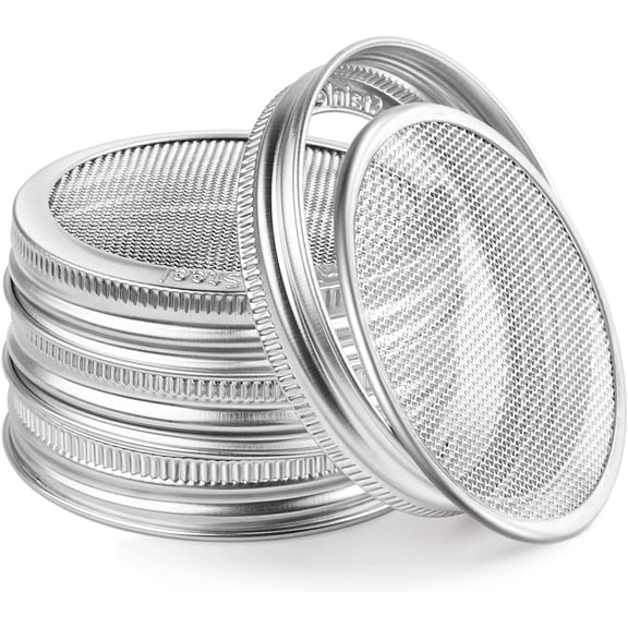 XBQUSVI 4-Pack 86mm Sprouting Lids for Wide Mouth Mason Jars, 316 Stainless Steel Mesh Screens with Rings