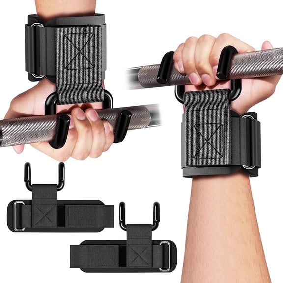 XBQUSVI Weight Lifting Hooks for Deadlifts, Pull Ups, Strength Training, 330 lb Capacity, 0.4 inch Grip for Standard Bars, Pair