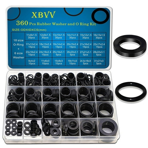 XBVV 360PCS Kit 6 Size Water Hose Gasket and 18 Size O Ring Rubber Washer