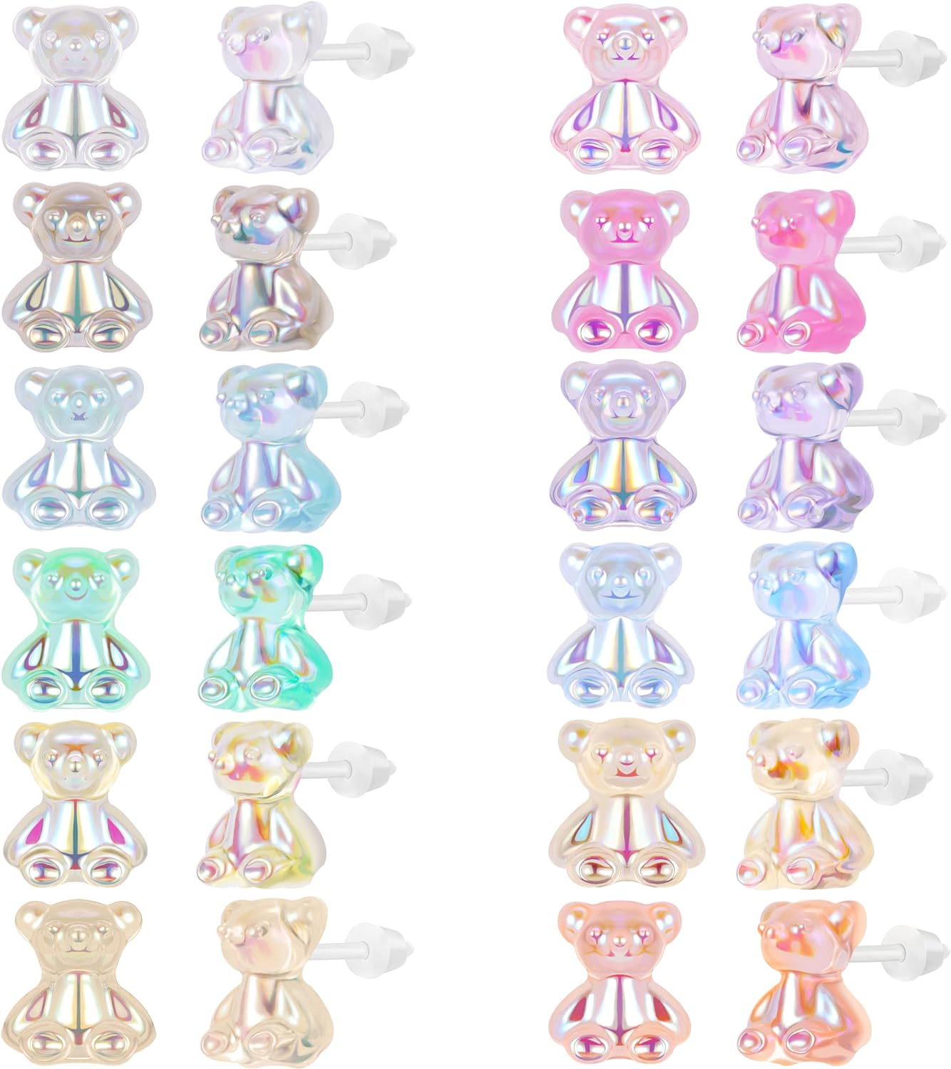 XBage Colorful Stud Earrings Set Plastic Earrings Cute Clear Earrings Kawaii Hypoallergenic Earrings For Women Multipack[eo3174]