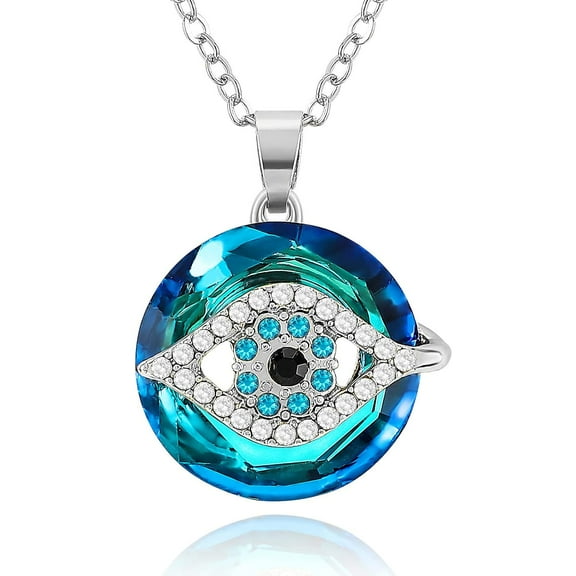 XBage Evil Eye Necklace, Evil Eye Pendant Necklace With Circle Crystal As Evil Eye Jewelry Necklaces Good Luck Vintage Evil Eye Pendant Jewelry Birthday Necklaces For Women Friend Female[eo8060]