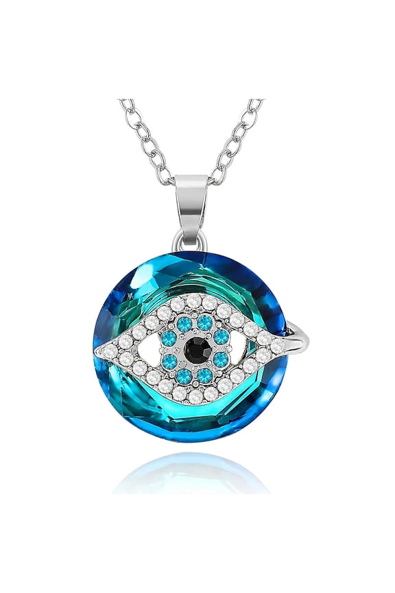 Evil Eye Necklace, Evil Eye Pendant Necklace With Circle Crystal As Evil Eye Jewelry Necklaces Good Luck Vintage Evil Eye Pendant Jewelry Birthday Necklaces For Women Friend Female[eo8060]