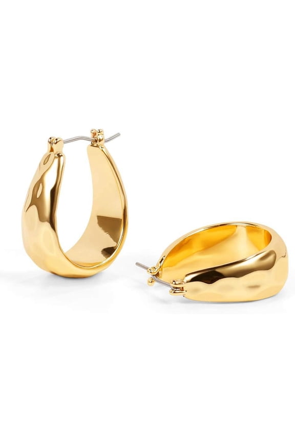 YMCSTONEMA Hammered Gold Chunky Hoop Earrings For Women Teardrop Shape Gold Thick Hoops Earrings Cute Hoop Earrings[Z4686]