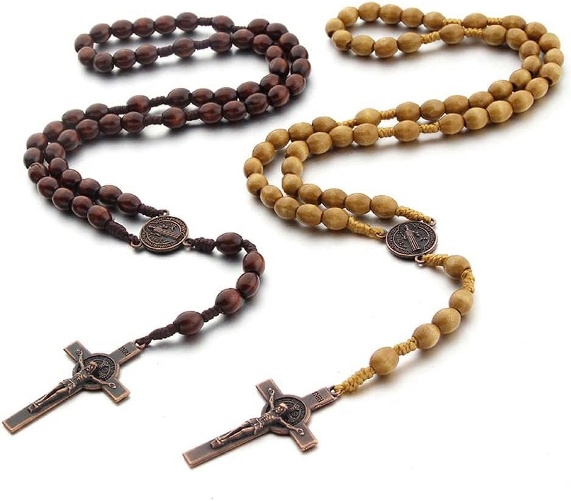 Authentic Olive Wood Rosary From Bethlehem – Handmade Catholic Rosary Beads With Cotton Pouch, 8mm Beads, 5 Decades