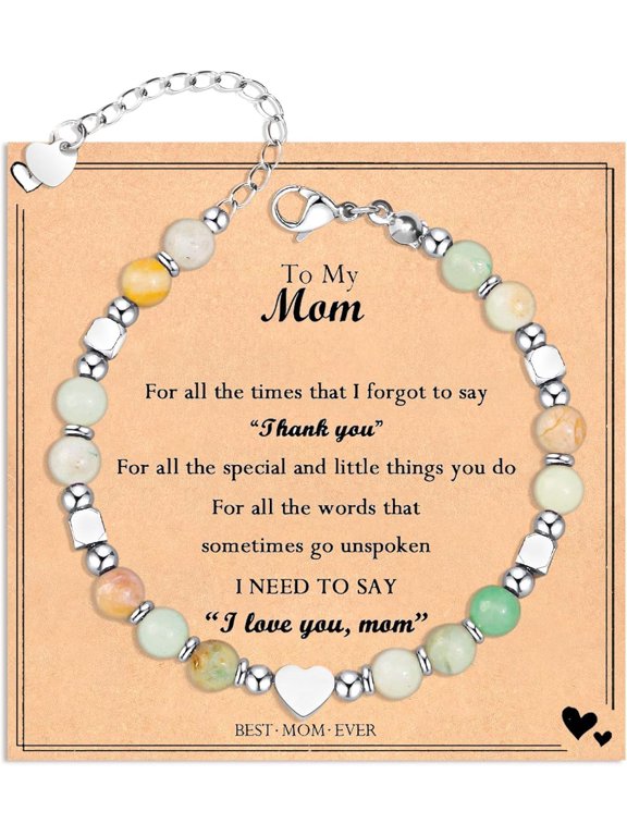Mothers Day Gifts For Mom, Healing Natural Stone Beacelet For Women, Unique Gift Idea With Quote Card To Show Your Love2415