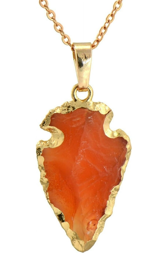 Natural Orange Agate Gemstone Rock Healing Crystal Arrow Shape Pendant Necklace4742
