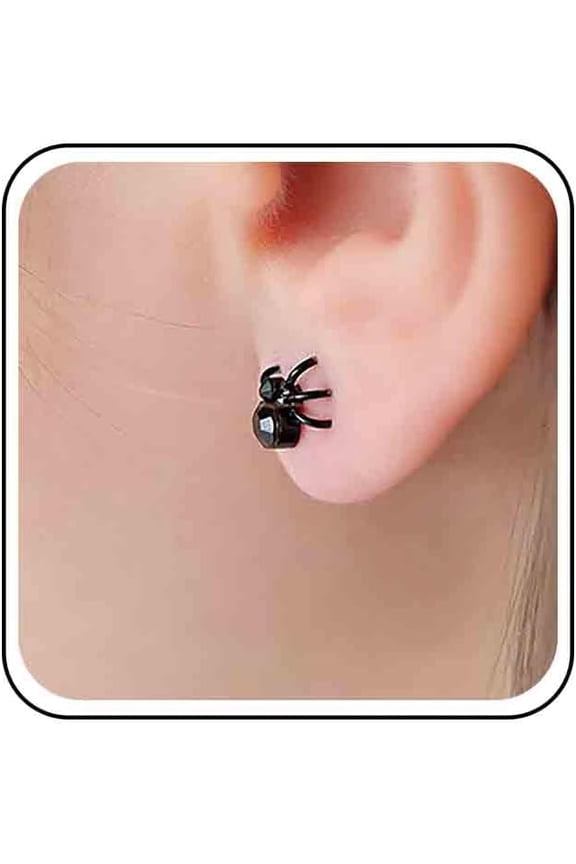 Vintage Black Spider Earrings Punk Spider Stud Earrings Black Onyx Spider Minimal Earrings Animal Creepy Stud Earrings For Women[eo7119]