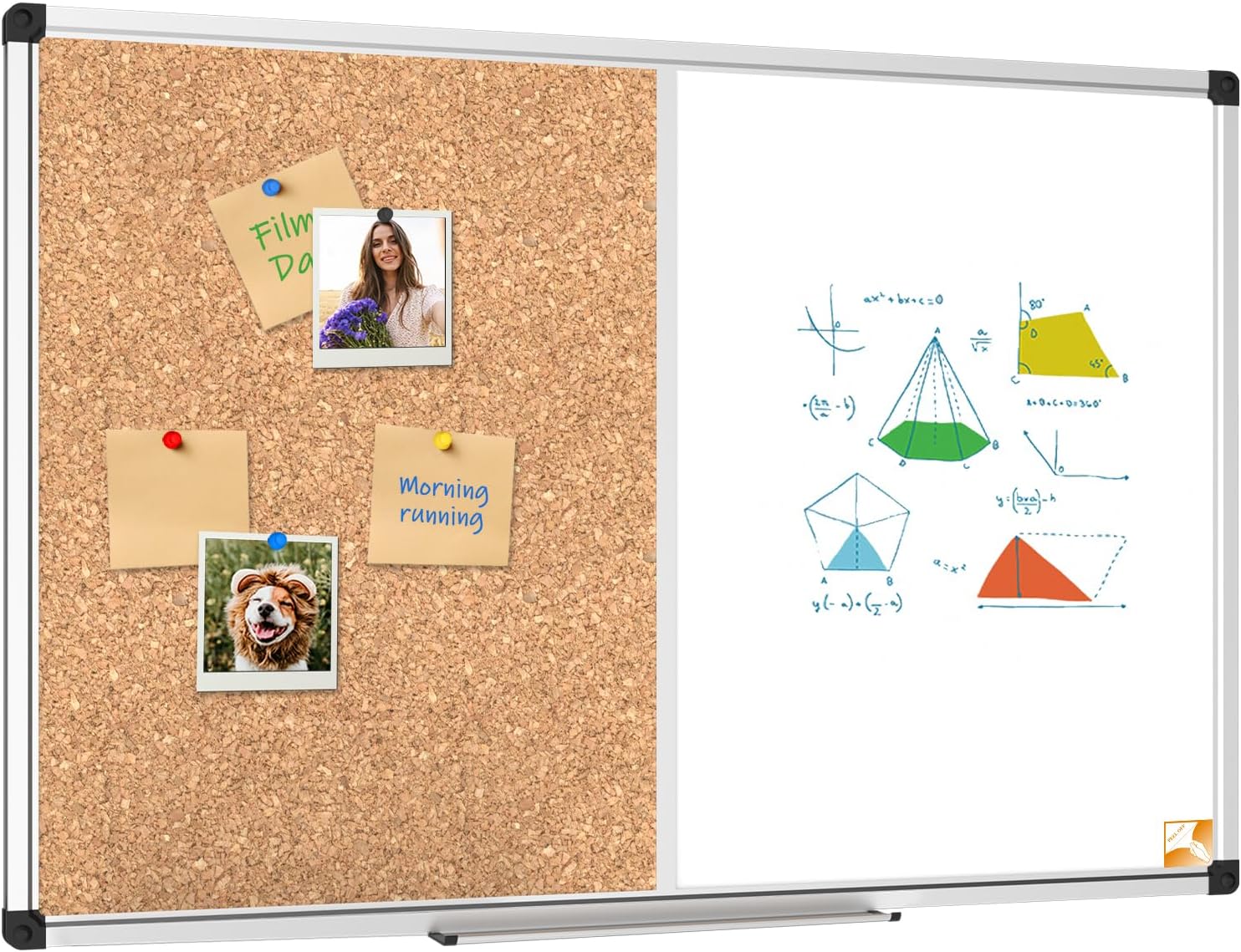 X Board Combination Whiteboard Bulletin Cork Board 48x36 Combo White