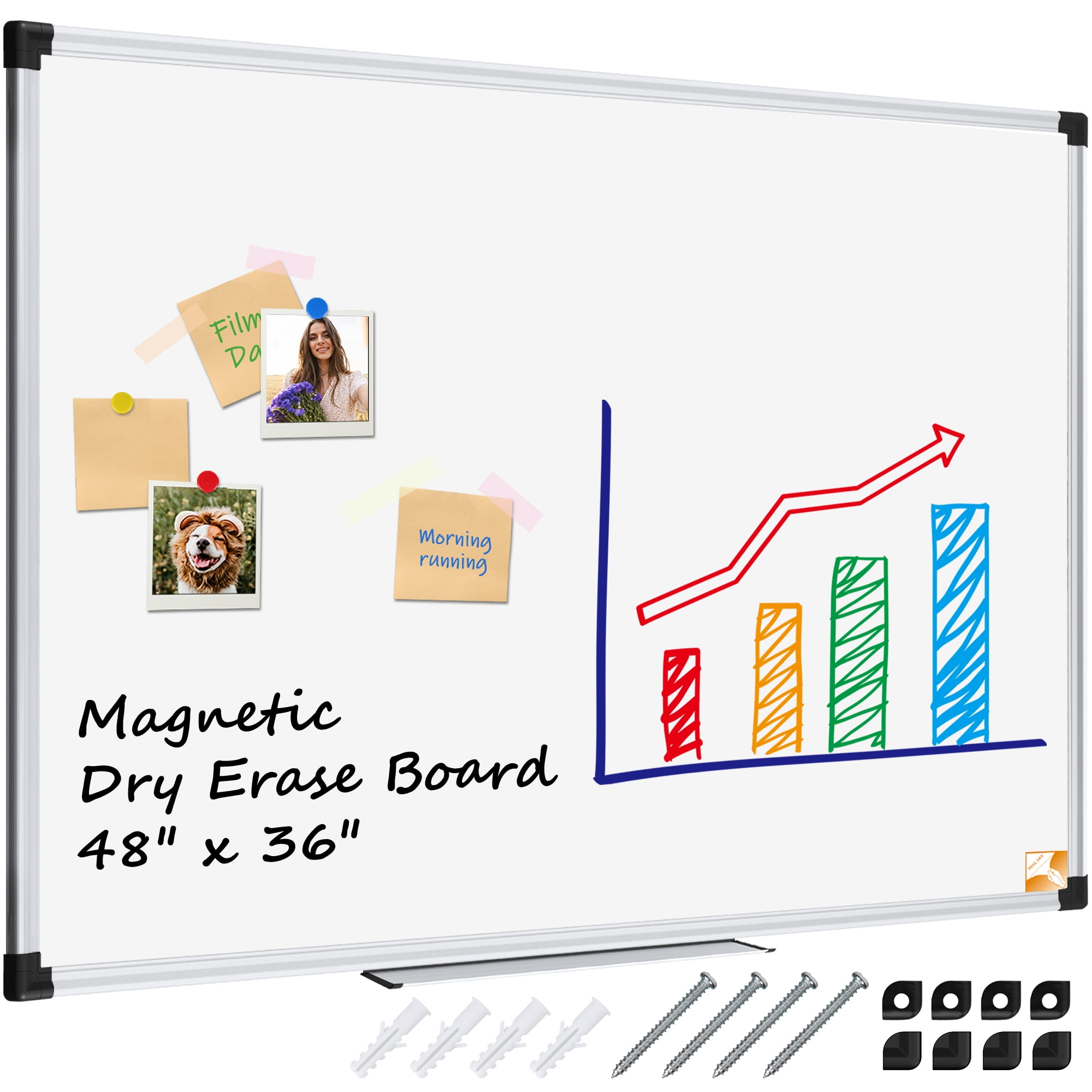 XBoard Dry Erase Board 36" x 48" White Board Wall Mounted Aluminum Frame 3' x 4'