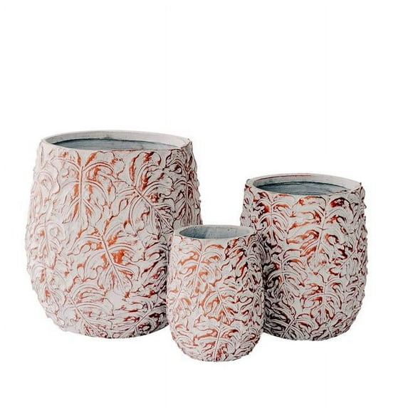 XBrand 19.3", 15.4" and 12.2"H Tall Beige and Golden Fiberstone/Cement Indoor Outdoor Planters (Set of 3), Modern Decorative Plant Pots with Drain Hole for All House Plants, Succulents & Flowers