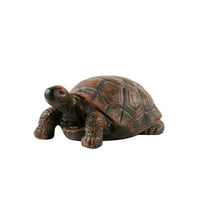 XBrand 21.3"L Brown and Black Concrete/MgO Walking Turtle Statue, Indoor or Outdoor Décor, Garden Décor, Turtle Statuary