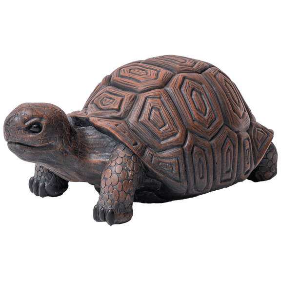 XBrand 21.3"L Brown and Gray Concrete/MgO Walking Turtle Statue, Indoor or Outdoor Dcor, Garden Dcor, Turtle Statuary