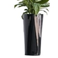 thumbnail image 1 of XBrand 22.4" H Plastic Self Watering Indoor Outdoor Triangle Planter Pot w/Glossy Finish, Tall Decorative Gardening Pot Black, 1 of 7