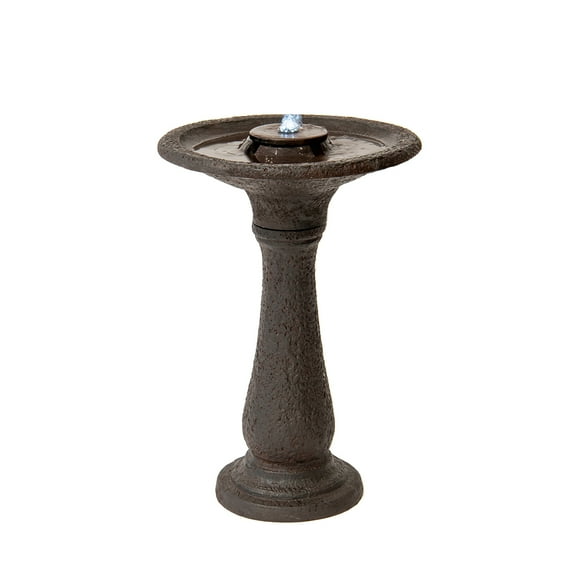 "X-Brand 23.43"" Tiered Resin Birdbath Garden Waterfall Fountain, Dark Brown"