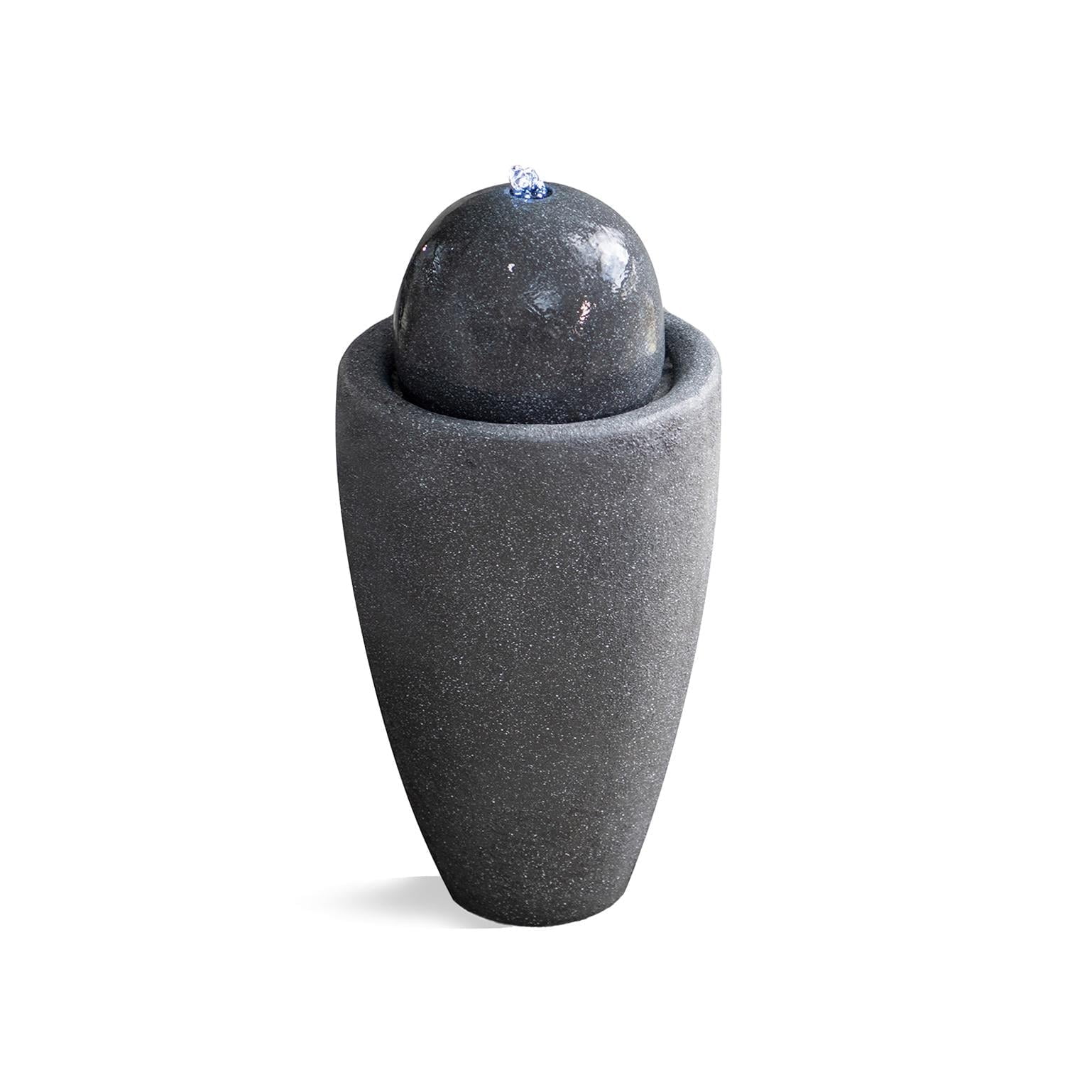 XBrand 25.98"H Round Stone Indoor/Outdoor Modern Stone Textured Sphere Water Fountain w/LED Lights, Ball Water Fountain Decor, Garden Sphere Fountain, Patio Fountain, Outdoor Fountain, Gray