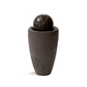 XBrand 25.98"H Round Stone Indoor/Outdoor Modern Stone Textured Sphere Water Fountain w/LED Lights, Ball Water Fountain Decor, Garden Sphere Fountain, Patio Fountain, Outdoor Fountain, Brown
