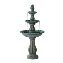 XBrand 3-Tier Water Fountain w/Pump & Pineapple Top, 51 Inch Tall, Brown, Large Outdoor Freestanding Waterfall Decor for Porch, Lawn and Garden