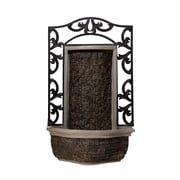 XBrand 30.31" H Stone/Black Polyresin and Metal Indoor Outdoor Wall Mounted Waterfall Fountain with Pump, Wall-Hanging Fountains, Water Fountain D cor, Wall Fountain