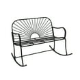 thumbnail image 1 of XBrand 44.5"L Iron Sun-Patterned Seat for Two Indoor/Outdoor Rocking Bench, Durable Patio Rocking Bench, Black, 1 of 6