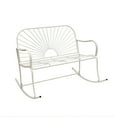 thumbnail image 1 of XBrand 44.5"L Iron Sun-Patterned Seat for Two Indoor/Outdoor Rocking Bench, Durable Patio Rocking Bench, White, 1 of 6