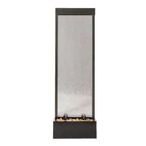 "X-Brand 68"" Freestanding Indoor/Outdoor Waterfall Fountain with LED Lights & Auto-Shut Off Pump, Black"