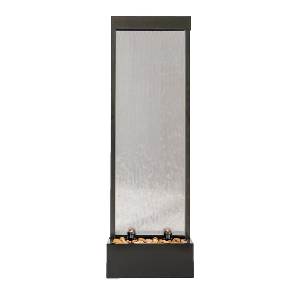 "X-Brand 68"" Freestanding Indoor/Outdoor Waterfall Fountain with LED Lights & Auto-Shut Off Pump, Black"