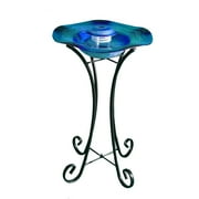 XBrand 27" LED Mist Indoor Floor Fountain with Inline Control, Aromatherapy, Glass & Metal, Blue
